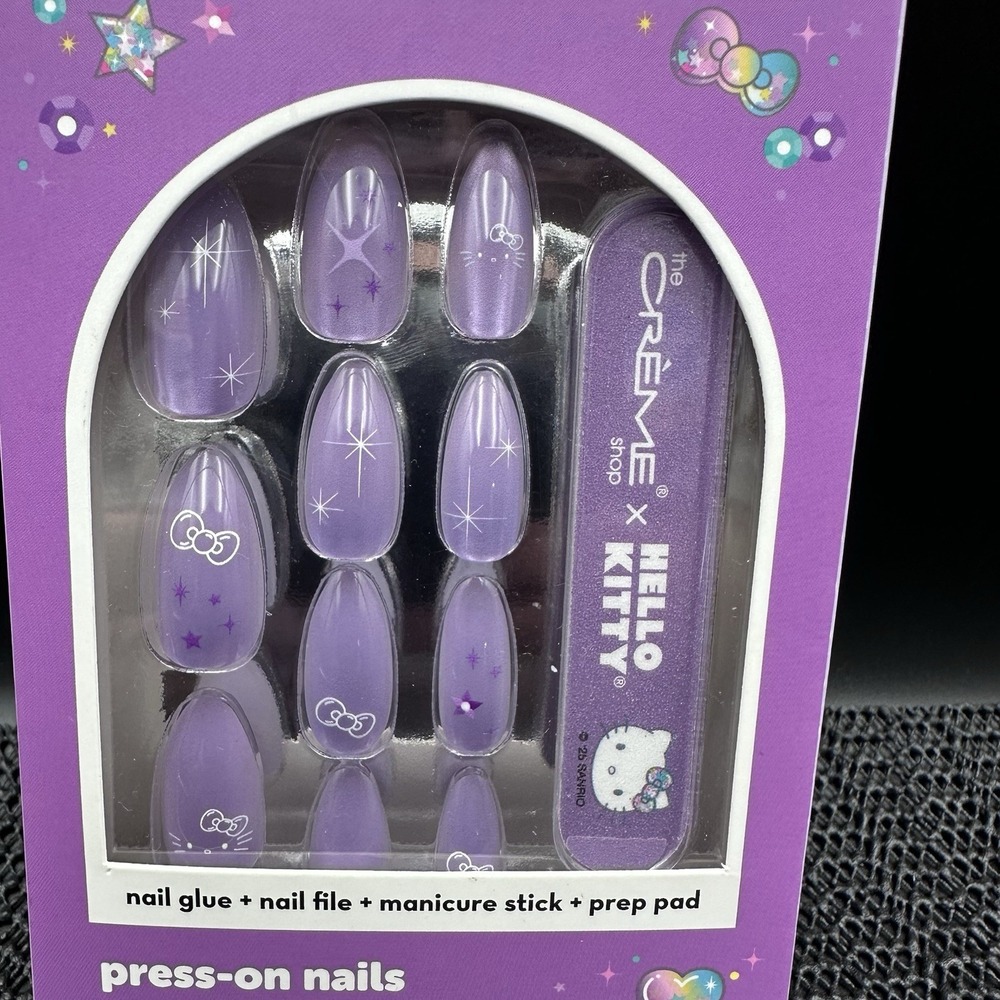 The Crème Shop Hello Kitty Set Of 28 Press On Nails Purple Almond - Picture 7 of 7